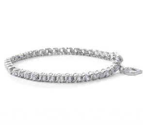 Natural White Zircon Tennis Bracelet With Heart Charm