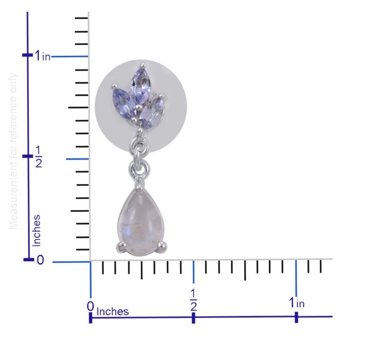 Sri Lankan Rainbow Moonstone & Tanzanite Earrings