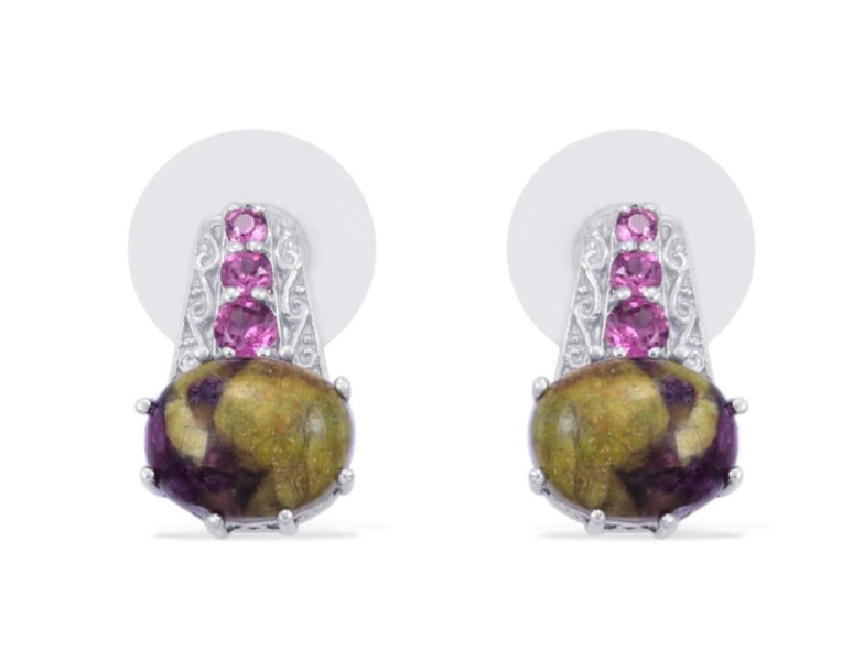 Tasmanian Stichtite & Orissa Garnet Earrings