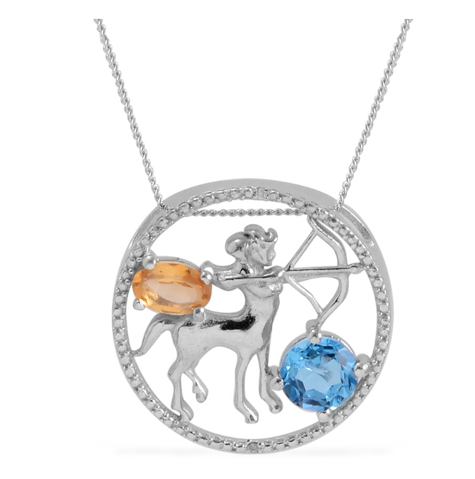 Zodiac Sagittarius Topaz & Citrine Necklace