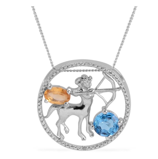 Zodiac Sagittarius Topaz & Citrine Necklace