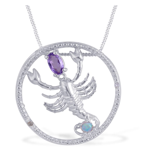 Zodiac Scorpio With Amethyst & Opal Necklace