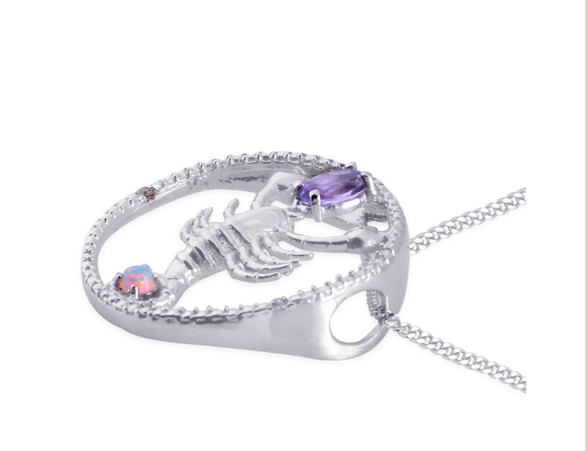Zodiac Scorpio With Amethyst & Opal Necklace