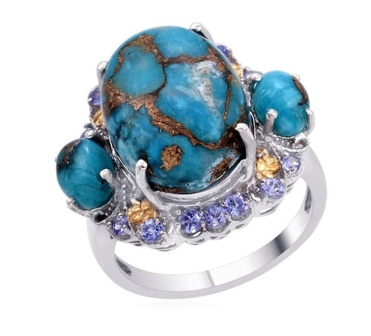 Mojave Blue Turquoise and Tanzanite Ring