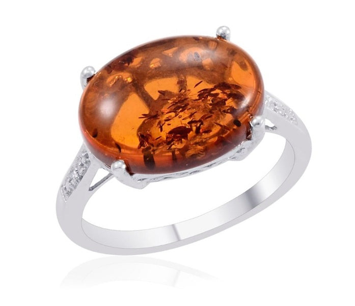 Baltic Amber 925 Sterling Silver SZ 8 Ring