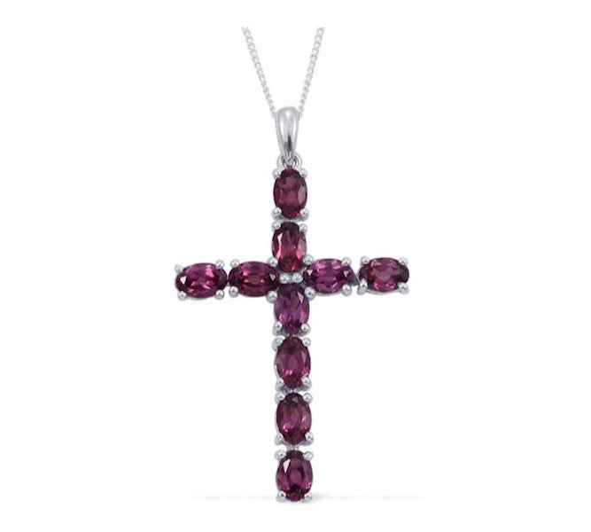Orissa Rhodolite Garnet Silver Pendant With Chain