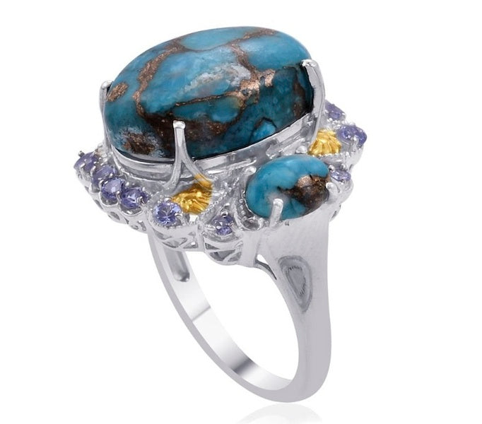 Mojave Blue Turquoise and Tanzanite Ring