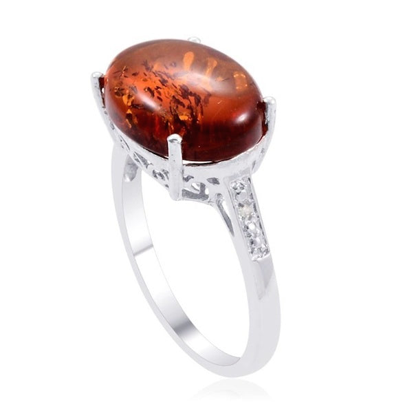 Baltic Amber 925 Sterling Silver SZ 8 Ring