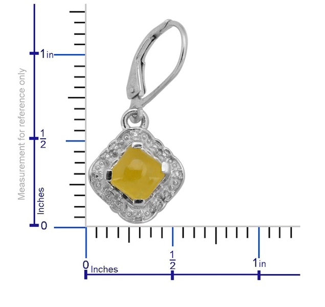 Yellow Jade (D) Platinum Over 925 Sterling Silver Earrings
