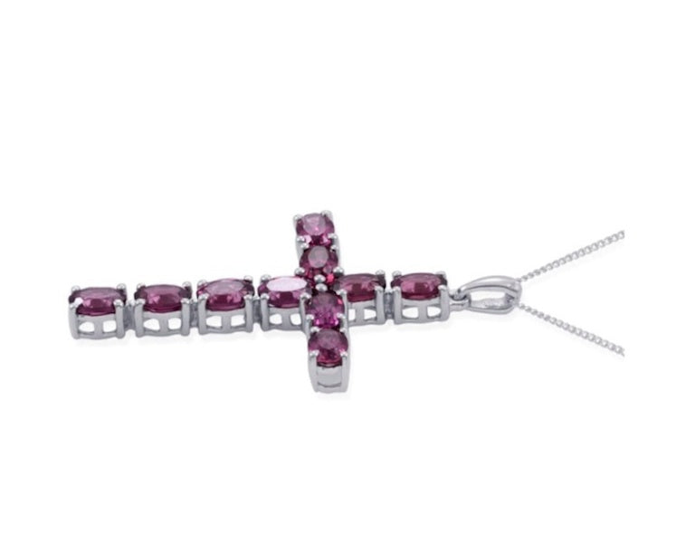 Orissa Rhodolite Garnet Silver Pendant With Chain