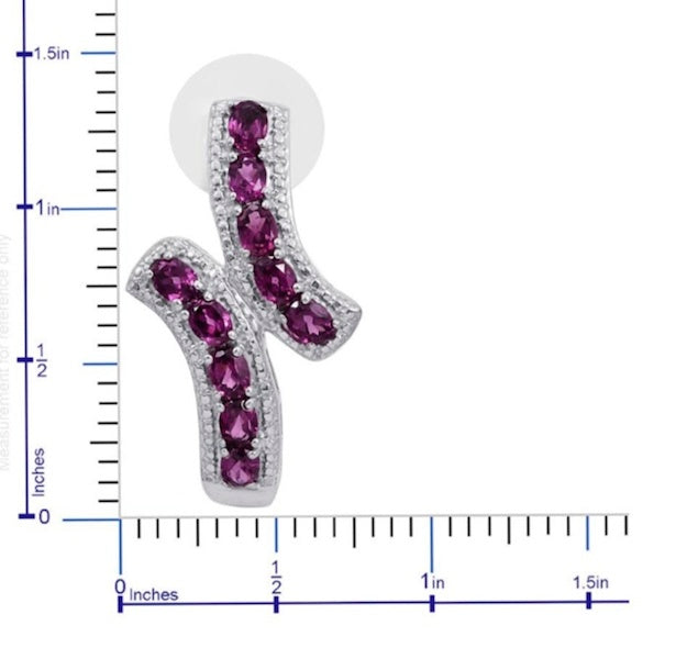 Orissa Rhodolite Garnet J-Hoop Earrings 925 Sterling Silver