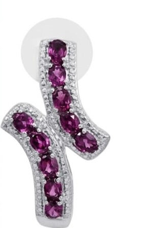 Orissa Rhodolite Garnet J-Hoop Earrings 925 Sterling Silver
