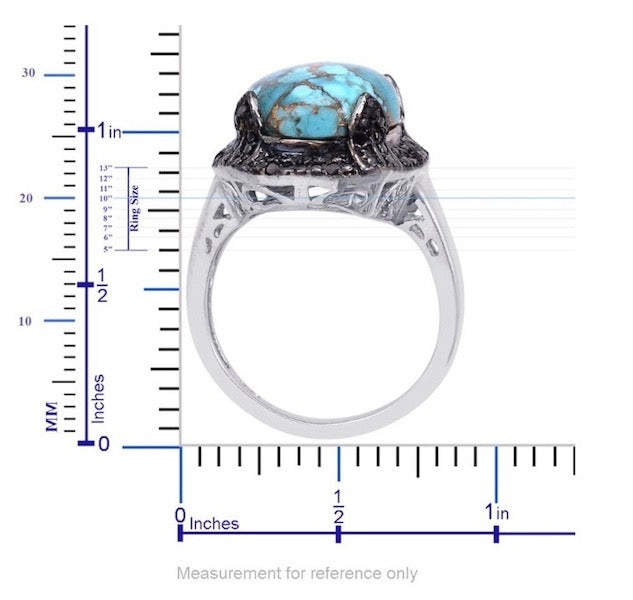 Mojave Blue Turquoise and Black Diamond Ring